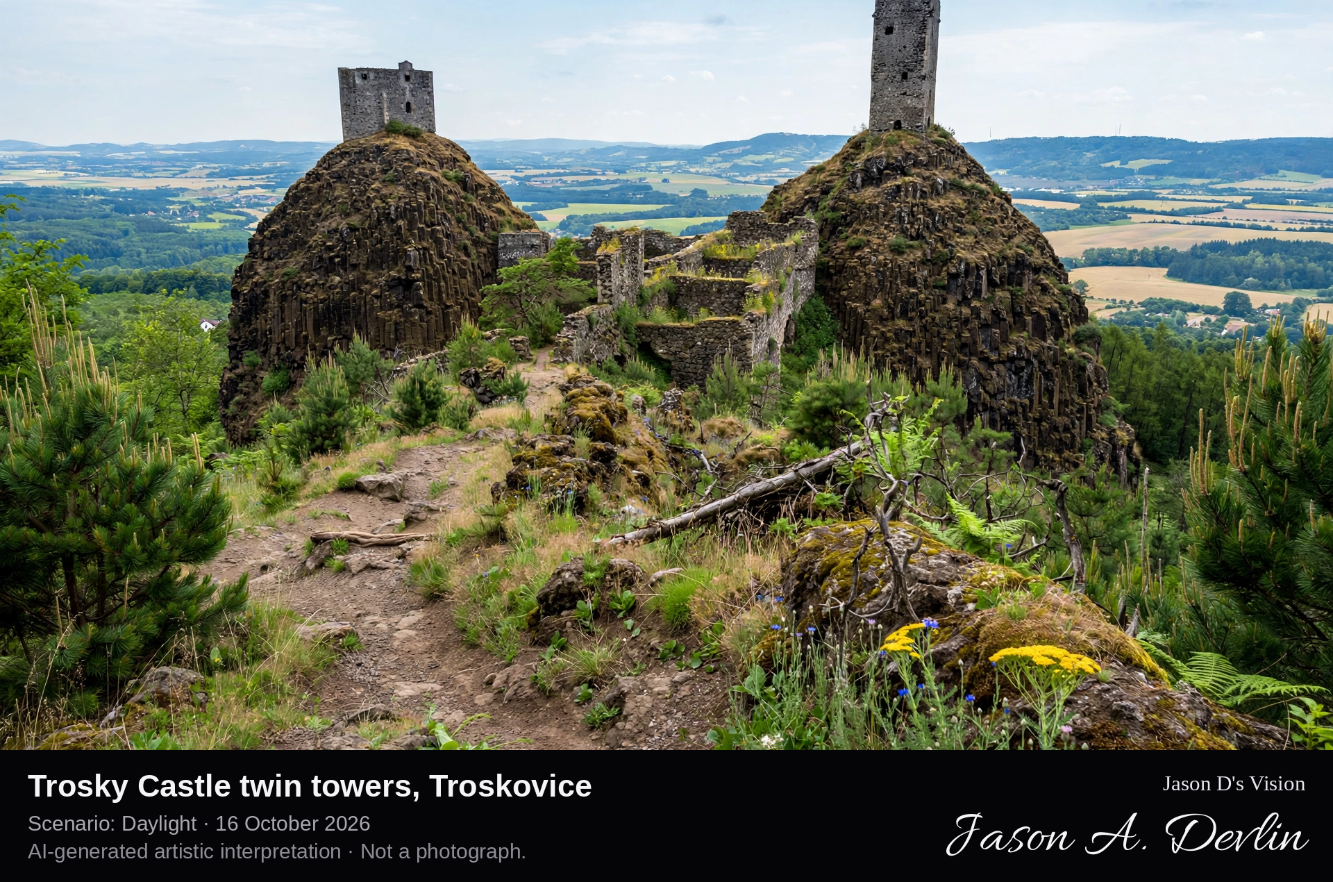 Trosky Castle twin towers, Troskovice