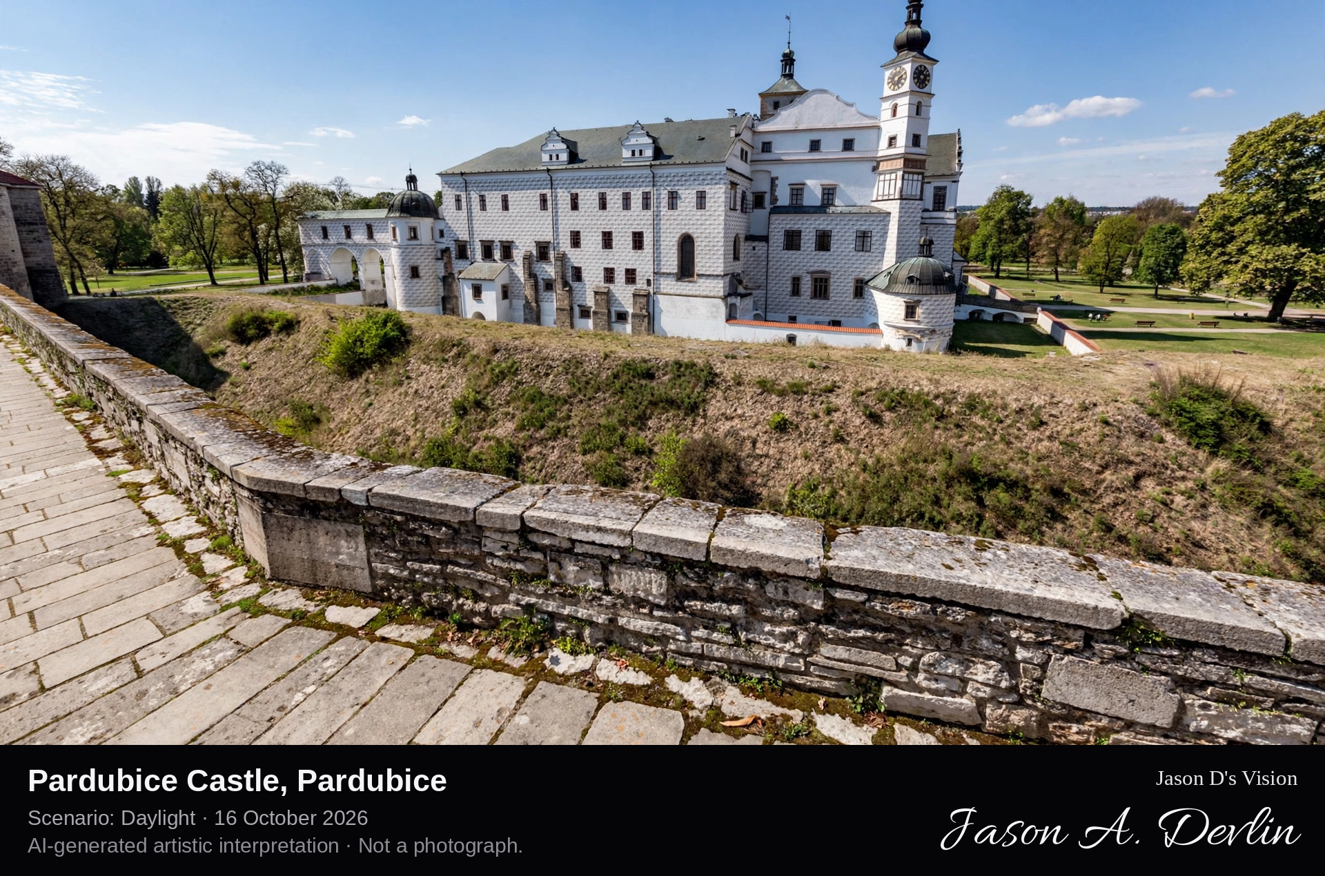 AI-generated artistic interpretation of Pardubice Castle, Pardubice, Czechia.