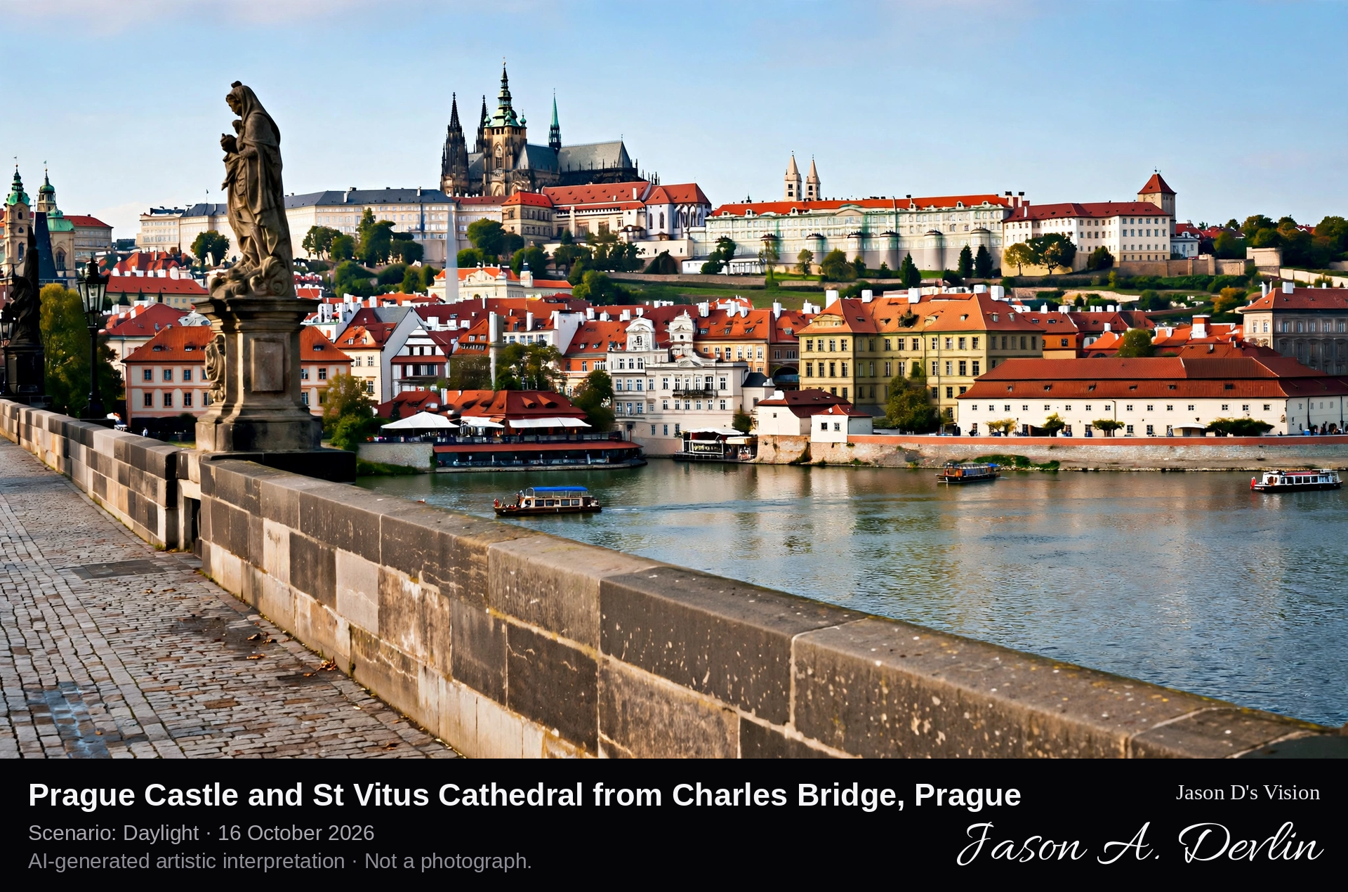 Prague Castle and St Vitus Cathedral from Charles Bridge, Prague