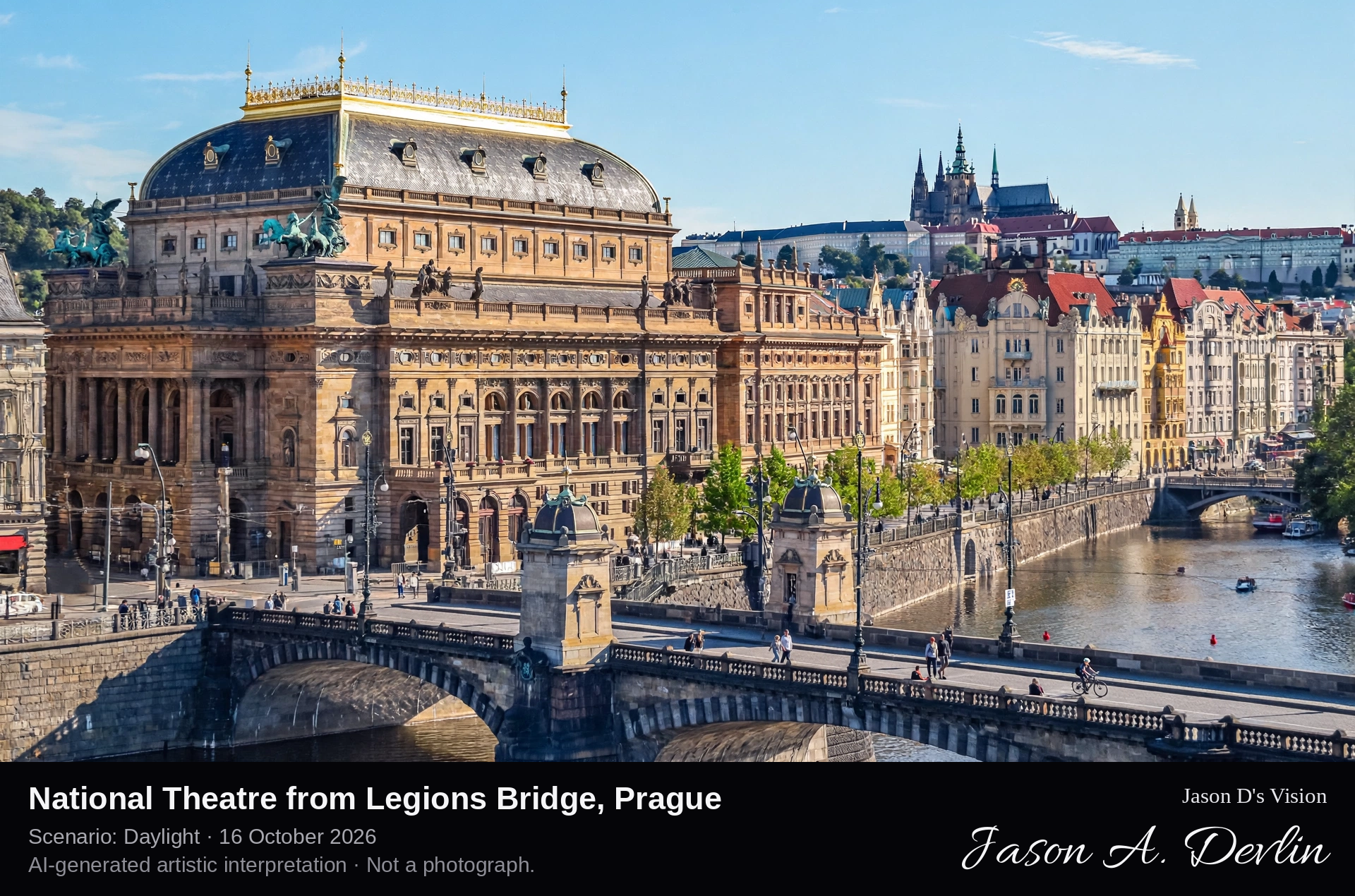 National Theatre from Legions Bridge, Prague