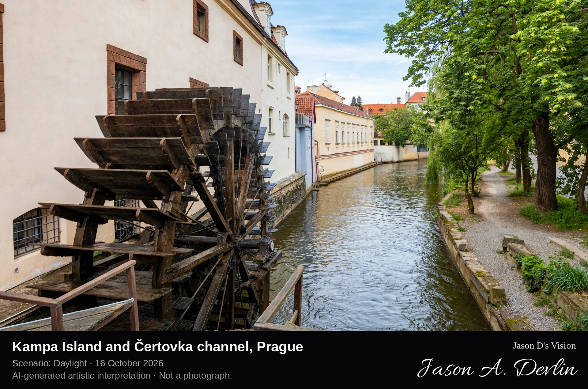 Kampa Island and Čertovka channel, Prague