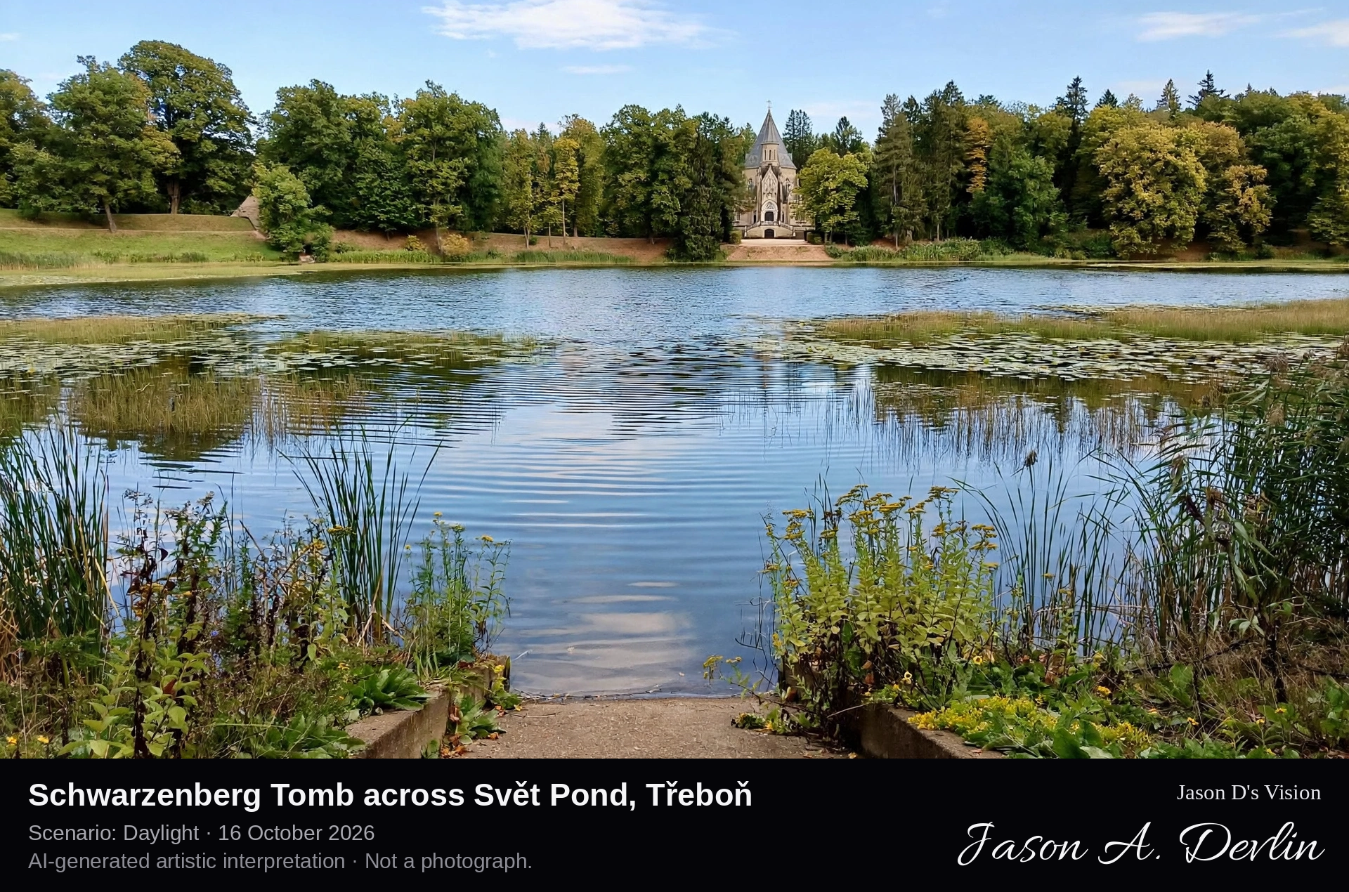 Schwarzenberg Tomb across Svět Pond, Třeboň