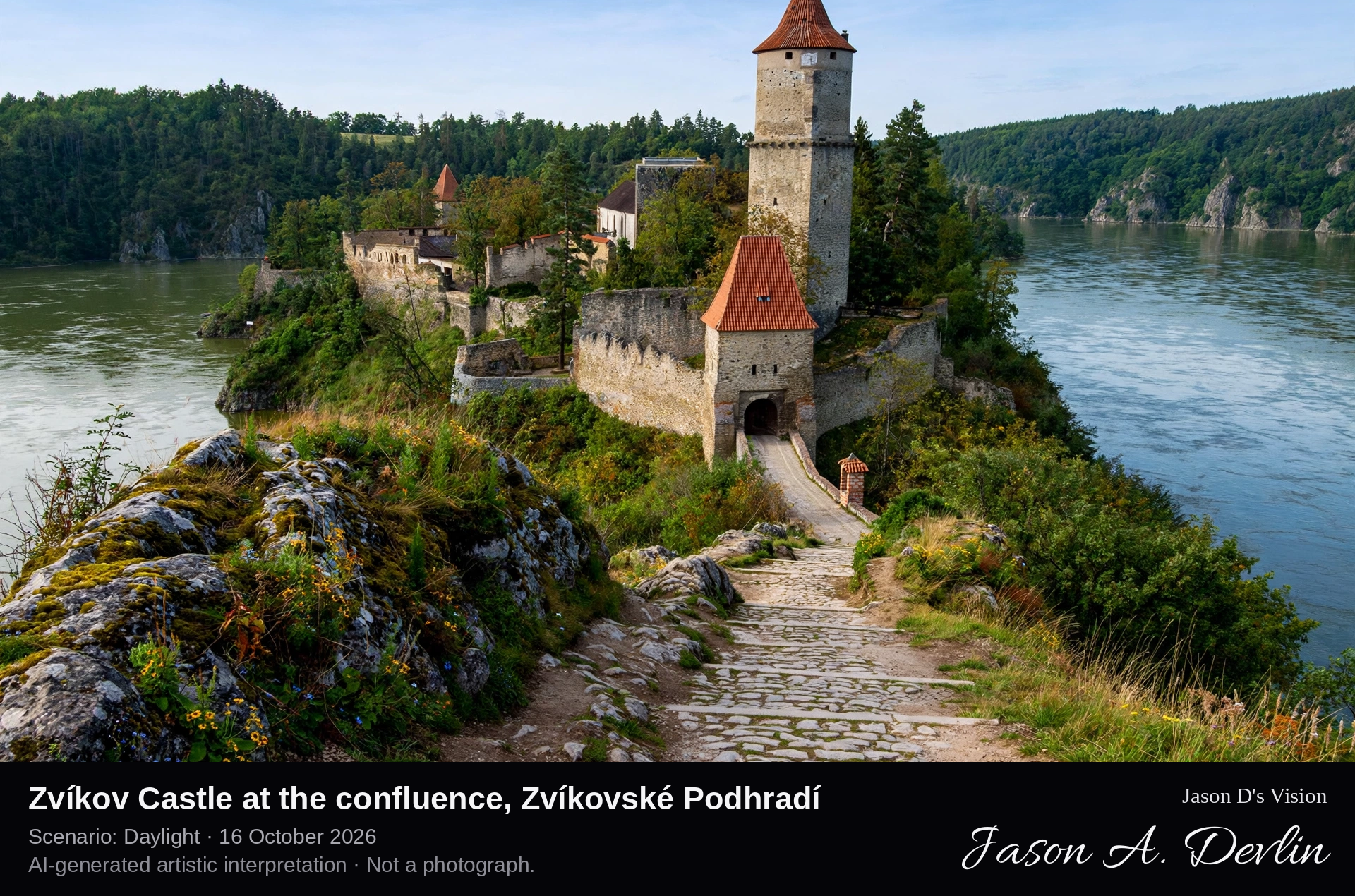 Zvíkov Castle at the confluence, Zvíkovské Podhradí