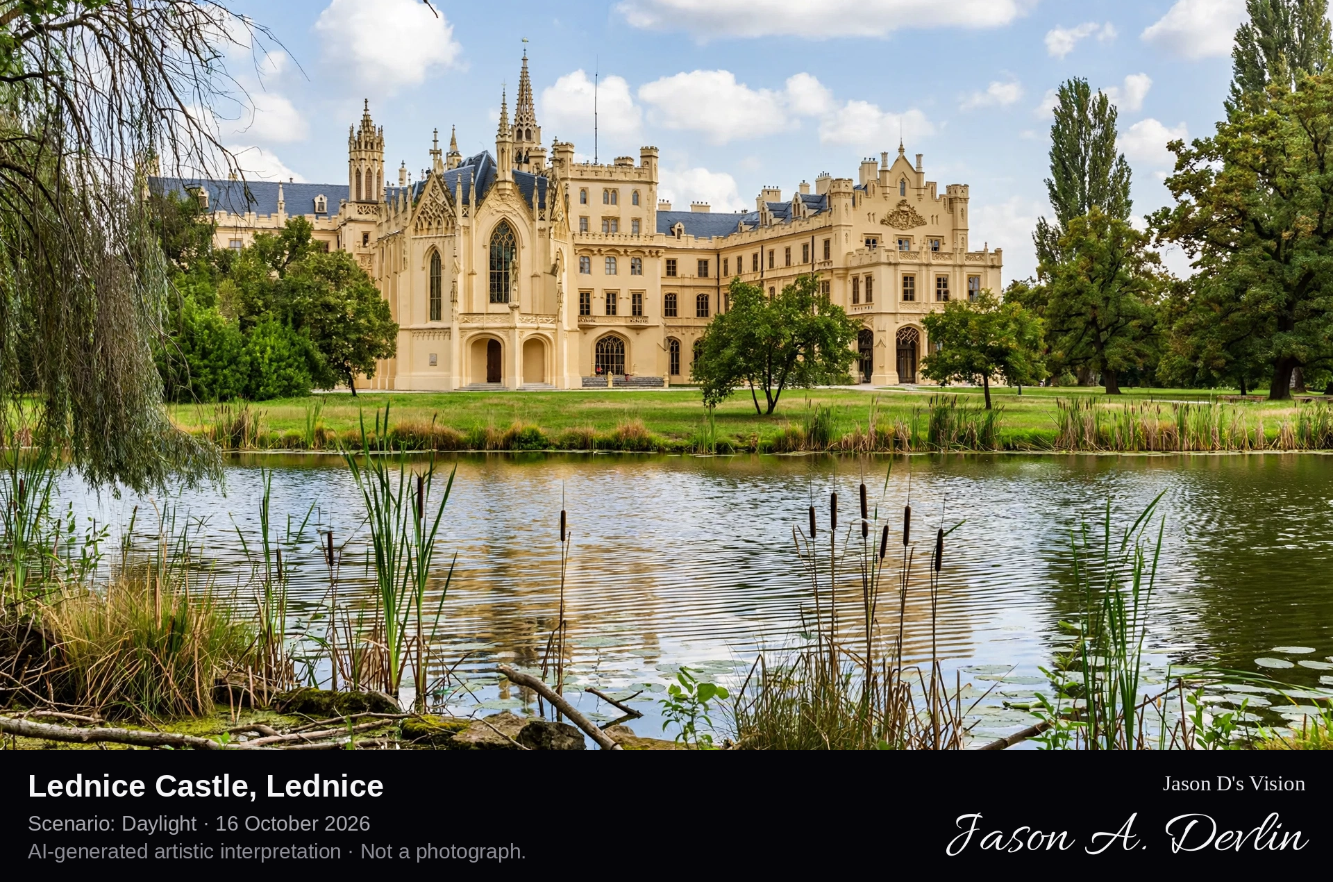 AI-generated artistic interpretation of Lednice Castle, Lednice, Czechia.