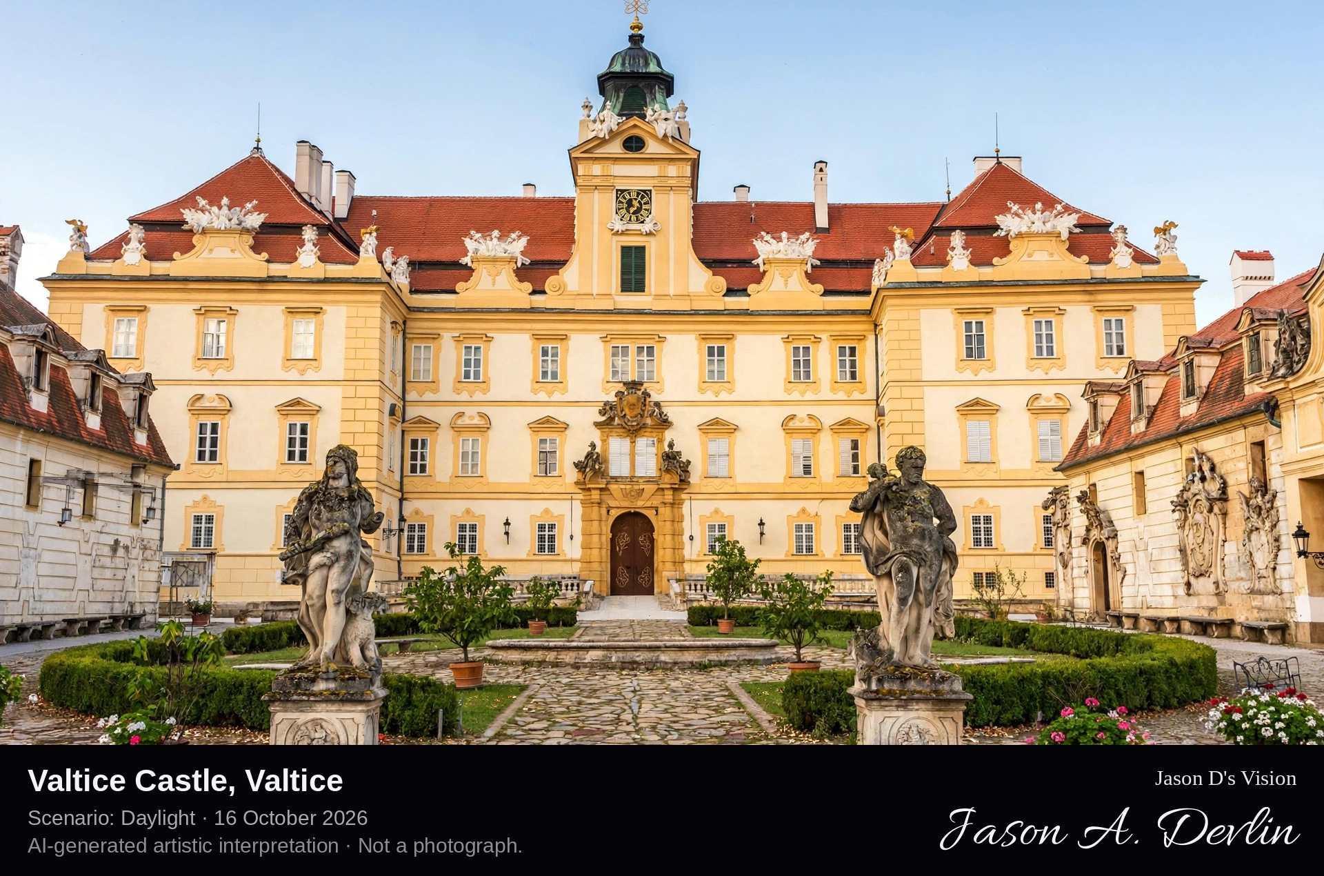 AI-generated artistic interpretation of Valtice Castle, Valtice, Czechia.