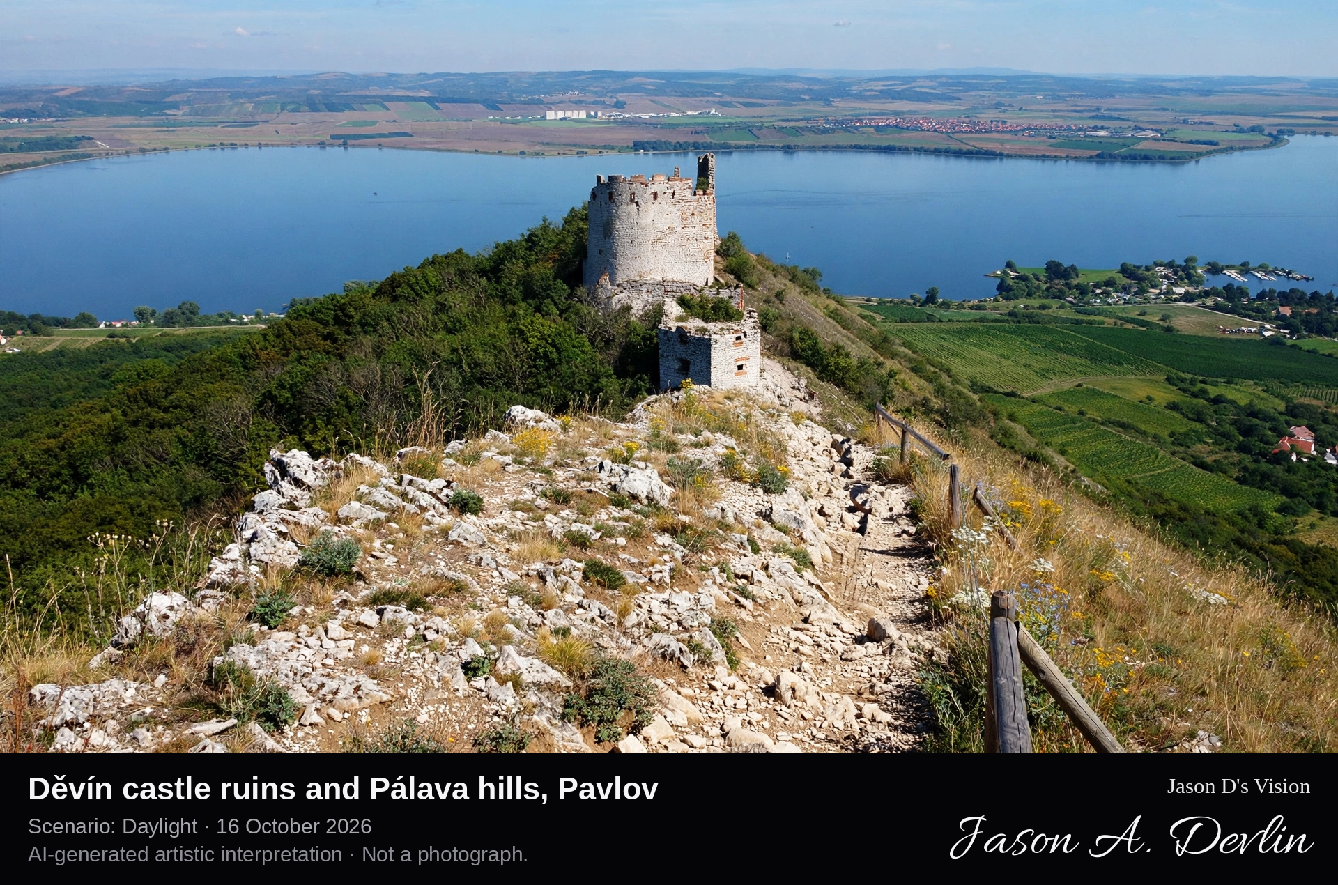 Děvín castle ruins and Pálava hills, Pavlov