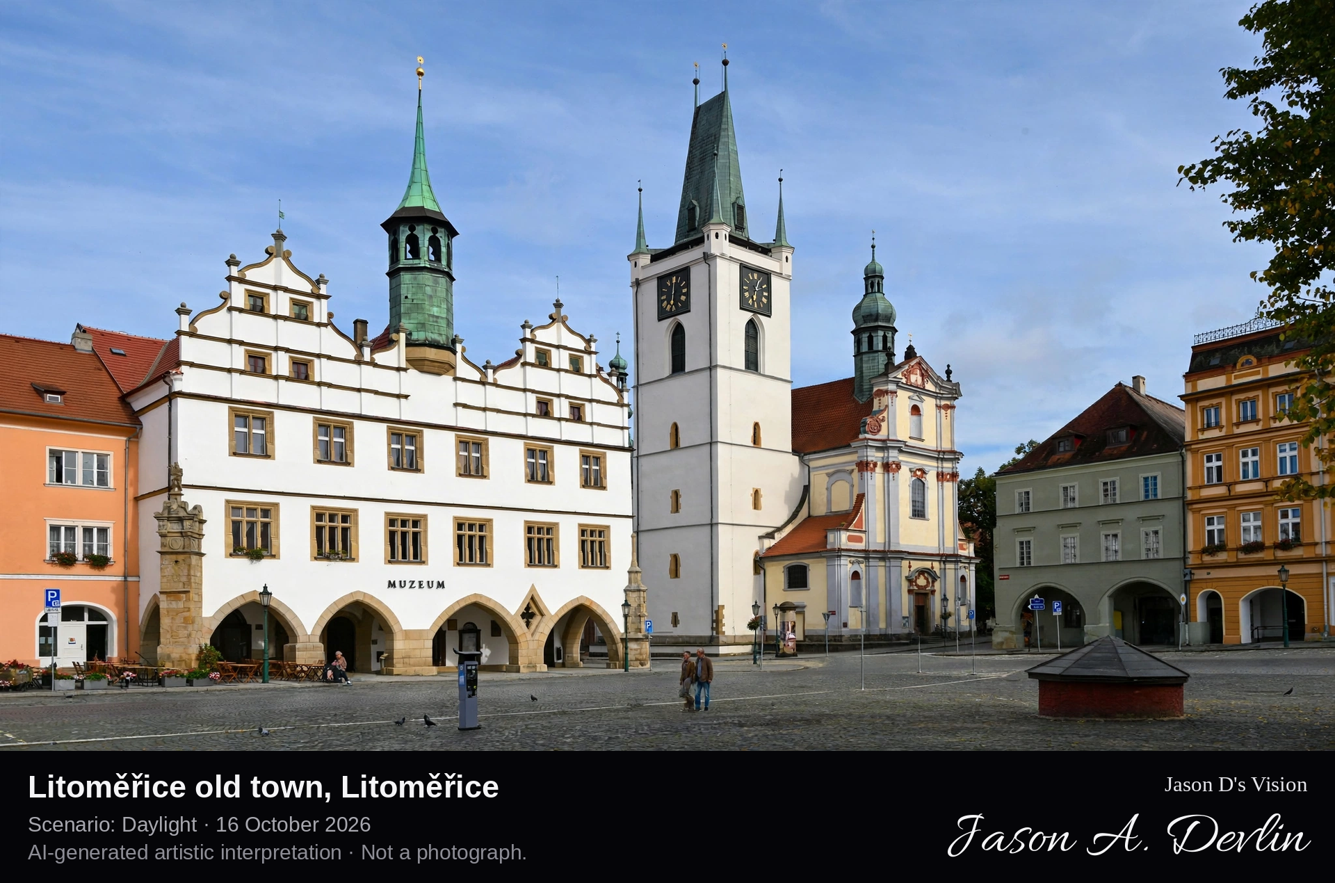 AI-generated artistic interpretation of Litoměřice old town, Litoměřice, Czechia.